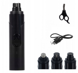 Set ingrijire gheare animalelor de companie Zola® forfecuta si pila electrica 2 nivele de intensitate incarcare USB neagra 