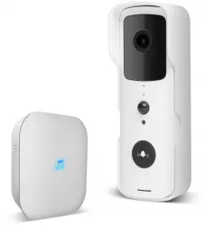 Set sonerie video Smart Wi-Fi - alimentat cu baterie - MicroSD FHD PIR - alb