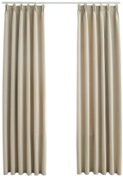 vidaXL Draperii opace cu carlige 2 buc. bej 140 x 245 cm 