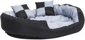 vidaXL Perna reversibila lavabila pt caini gri si negru 110x80x23 cm 