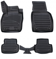 Set 4 Buc. Covoare din Cauciuc stil Tavita Compatibile Skoda Fabia 4 2022- Negru 