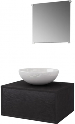 vidaXL Set mobilier baie format din 3 piese cu chiuveta inclusa Negru 