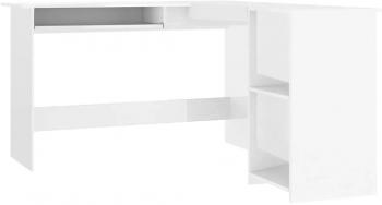 vidaXL Birou de colt in forma de L alb extralucios 120x140x75 cm PAL 
