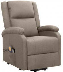 vidaXL Fotoliu de masaj cu ridicare gri taupe material textil 