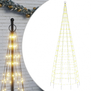 vidaXL Lumina brad de Craciun pe catarg 550 LED-uri alb cald 300 cm 