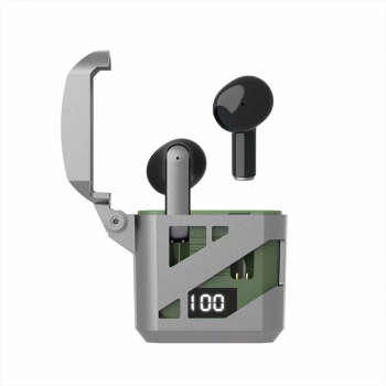 Casti wireless tip army Bluetooth 5.3 afisaj LED autonomie casti 4h carcasa magnetica