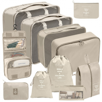 Set 11 Gentute Organizatoare de Voiaj Travel Bags Poliester Impermeabil Marimi Diferite Inchidere Cu Fermoar Haine Accesorii Cosmetic 