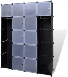 vidaXL Dulap modular 14 compartimente alb si negru 37 x 146 x 180 5 cm 