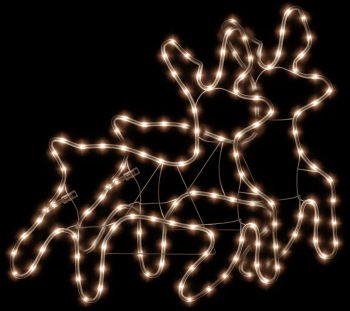vidaXL Figurina ren de Craciun cu LED 2 buc. alb cald 57x55x4 5 cm 