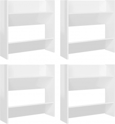 vidaXL Pantofare de perete 4 buc. alb extralucios 60x18x60 cm PAL 