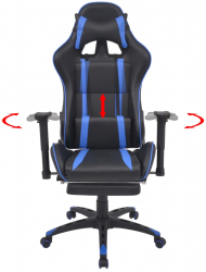 vidaXL Scaun birou rabatabil design racing suport picioare albastru 
