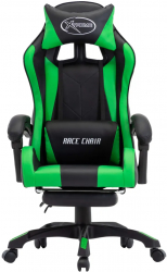 vidaXL Scaun de racing cu suport picioare verde/negru piele ecologica 