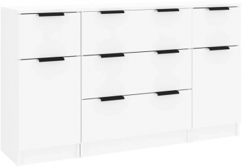 vidaXL Set servante 3 piese alb extralucios lemn prelucrat 