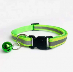Zgarda reflectorizanta pentru caini/pisici Zola® cu clopotel reglabila marime 21-33 cm verde 
