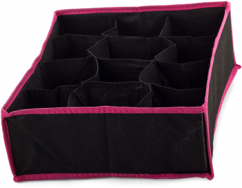Organizator de sertare Zola® pentru sosete si lenjerie intima cu 12 separeuri negru/roz 30x24x10 cm 