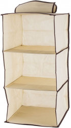 Organizator pentru haine Zola® crem cu 3 compartimente inchidere velcro 30x30x60 cm 