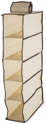 Organizator pentru haine Zola® crem cu 5 compartimente inchidere velcro 30x15x70 cm 