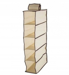 Organizator pentru haine Zola® crem cu 5 compartimente inchidere velcro 30X30X120 cm 