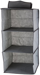 Organizator pentru haine Zola® gri cu 3 compartimente inchidere velcro 30x30x60 cm 