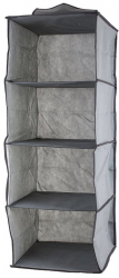 Organizator pentru haine Zola® gri cu 4 compartimente inchidere velcro 30x30x80 cm 