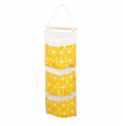 Organizator suspendat cu 3 buzunare Zola alb si galben 58x19.5 cm 