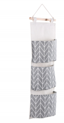 Organizator suspendat cu 3 buzunare Zola alb si gri 58x19.5 cm 