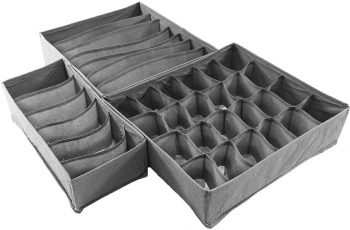 Set 3 organizatoare pentru sertar Zola® din plastic intaltime 10 cm gri 