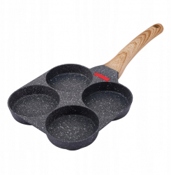 Tigaie antiaderenta cu 4 forme rotunde Zola® otel diametru 24 cm lungime cu maner 38 cm gri
