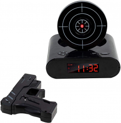 Ceas cu alarma pentru lunetisti Zola® telecomanda in forma de pistol ecran LCD plastic 14.5x14x4.5 cm negru 