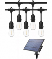 Ghirlanda solara de exterior 10 becuri LED Zola® 10 m iluminare 8h neagra 