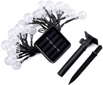 Ghirlanda solara de gradina Zola® impermeabila 600mAh 1.8 W 30 becuri LED IP44 lungime 630 cm neagra 