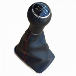 Nuca schimbator viteze cu manson pentru VW GOLF IV MK4 1999-2004 - 5 VITEZE 23MM NEGRU CU CUSATURA ROSIE 