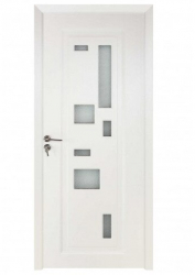 Usa de interior din lemn cu geam BestImp B02-88-V stanga / dreapta alb 203 x 88 cm 