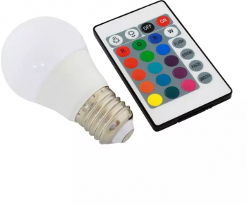 Bec LED 16 culori cu telecomanda 48x92 mm Alb 