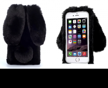 Husa cu blanita iepuras pentru iPhone negru Negru iPhone 12/12 Pro 