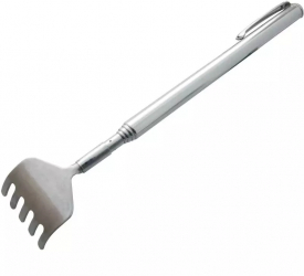Scraper telescopic din metal in forma de pix ideal pentru spate Gonga® Argintiu 