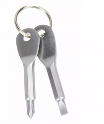 Set 2 surubelnite practice in forma de chei din otel inoxidabil breloc 6.2 cm Gonga® Argintiu 