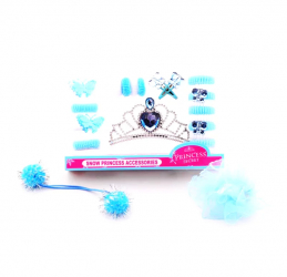 Set 22 accesorii de par pentru fetite model Printesa Ghetii Albastru 