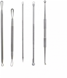 Set 5 instrumente pentru extractia punctelor negre Gonga® Argintiu 