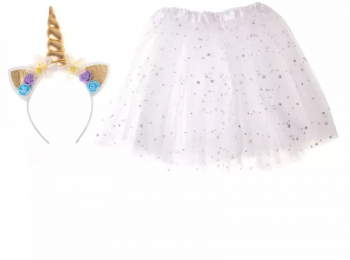 Set Costum Unicorn pentru fetite Gonga® Alb 