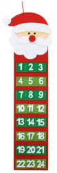 Calendar advent din fetru Zola Mos Craciun - rosu 24 de buzunare 67.5 x 20 cm 