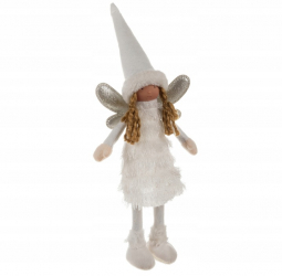 Figurina decorativa pentru Craciun Zola® Zana alba cu aripi argintii 40 x 14 x 9 cm 