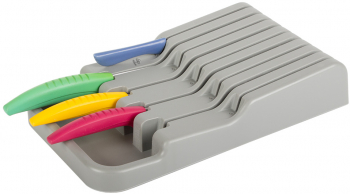 Organizator de sertar pentru cutite Zola® cu 9 compartimente gri din plastic 30x21.5 cm 