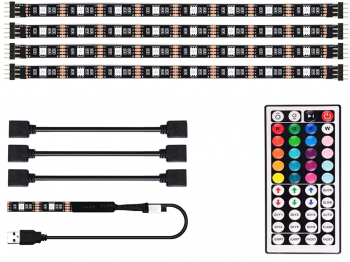 Set 4 benzi LED cu telecomanda Zola® USB 5V negru 