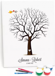 Set Copacel cu amprente FingerPrint Memory Tree 55x70cm culori acrilice si 3 pixuri colorate 