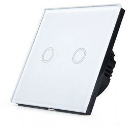 Intrerupator cu touch Zola® cu lumina albastra si rosie dublu 8.6x8.6x3.3 cm