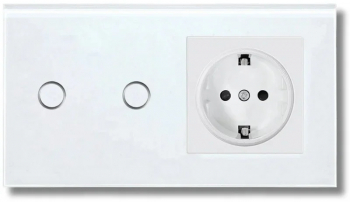 Intrerupator touch dublu si Priza Rama sticla securizata iUni 2Y LED 