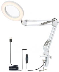 Lampa led cu lupa si USB Zola lentila din sticla optica 3 nuante de lumina reglare de intensitate alba 65 x 15 x 10 cm 