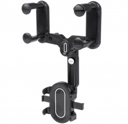 Suport Auto Universal cu Clesti pentru Telefon cu Prindere pe Oglinda Retrovizoare si Rotire 360 Culoare Negru 