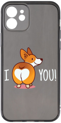 Husa BestCase Compatibila Cu Apple iPhone 12 Sweet doggy Emoji Antisoc Grafit Silicon 1.5MM GT 593 